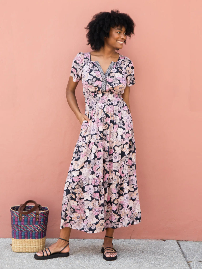 Bella Maxi Dress - Light Pink Floral-view 6