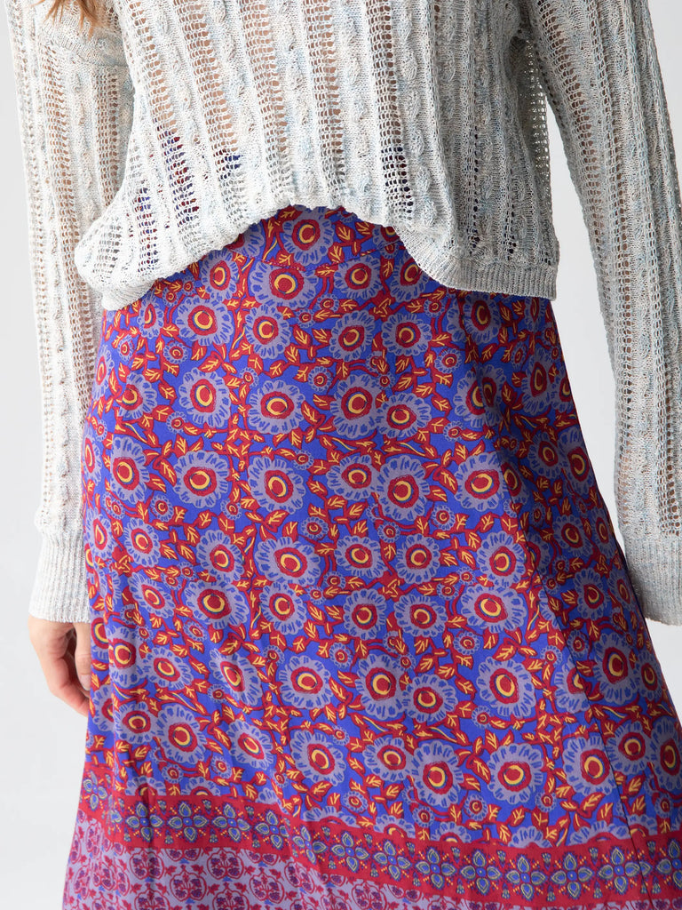 Amy Maxi Skirt - Red Blue Gold Border-view 4