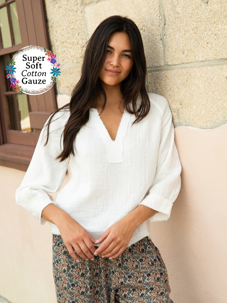 Robyn Gauze Top White Natural Life