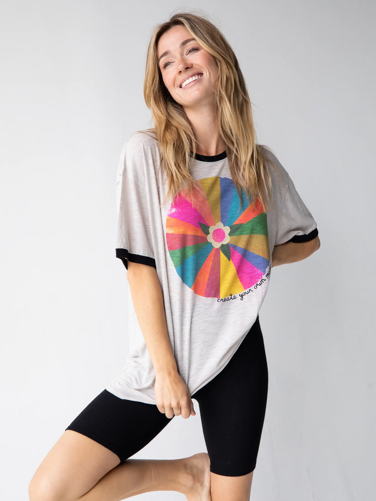 Ringer Oversized Tee Shirt - Create Your Own Magic-view 2