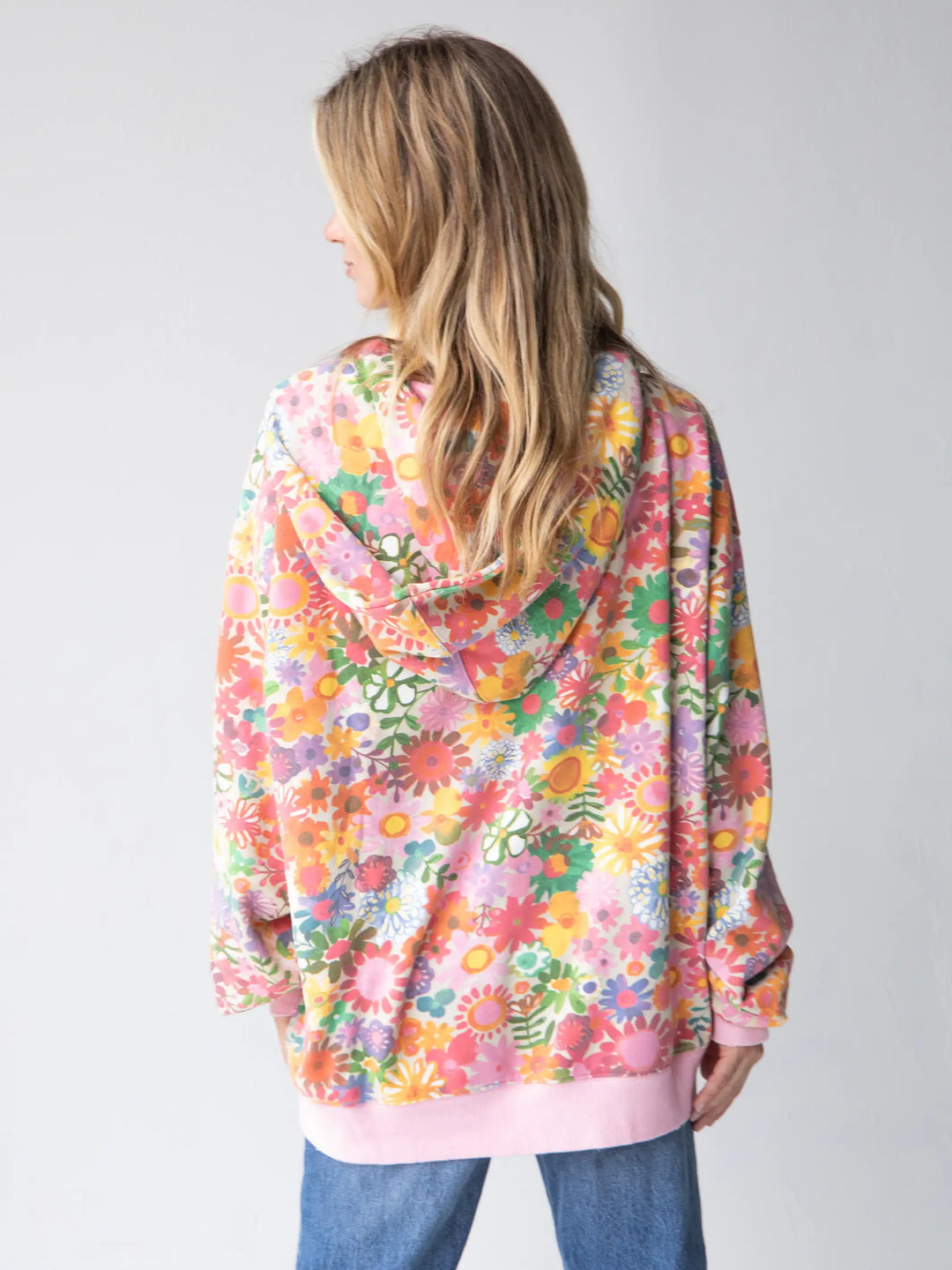 Oversized Printed Sweatshirt Rainbow Floral Natural Life