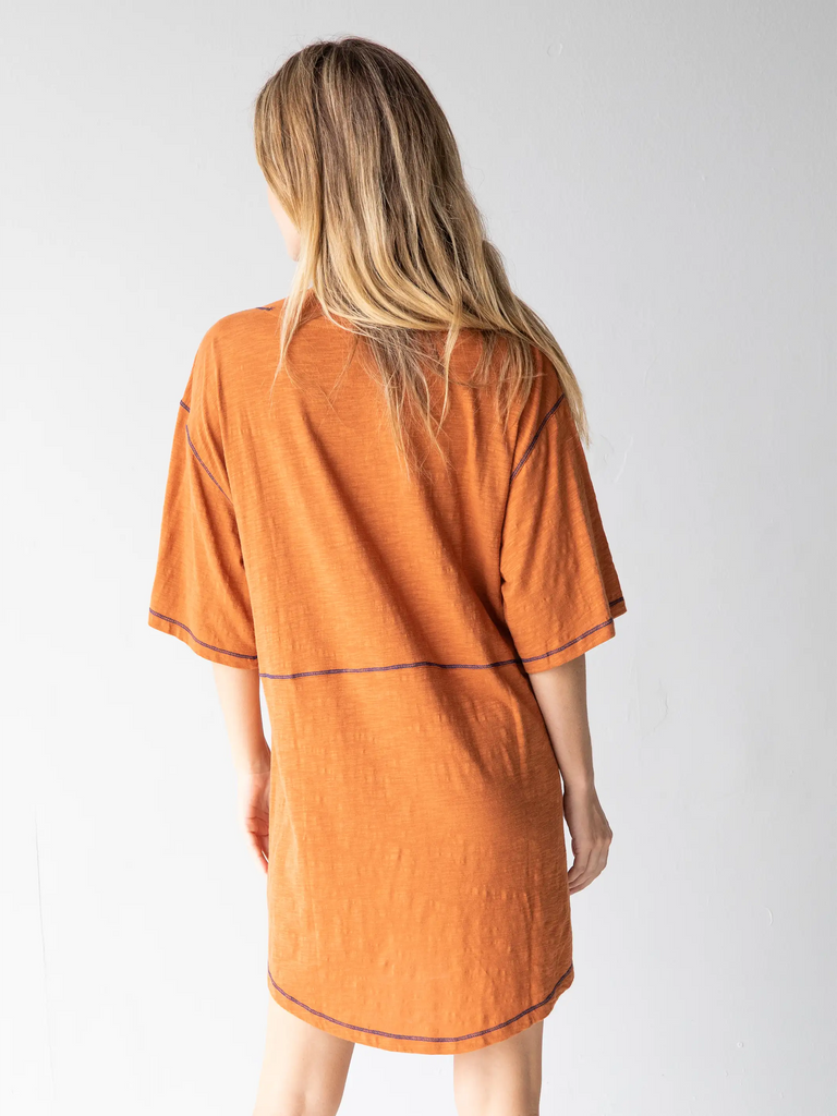 Charlie V-Neck Dress - Burnt Orange-view 4