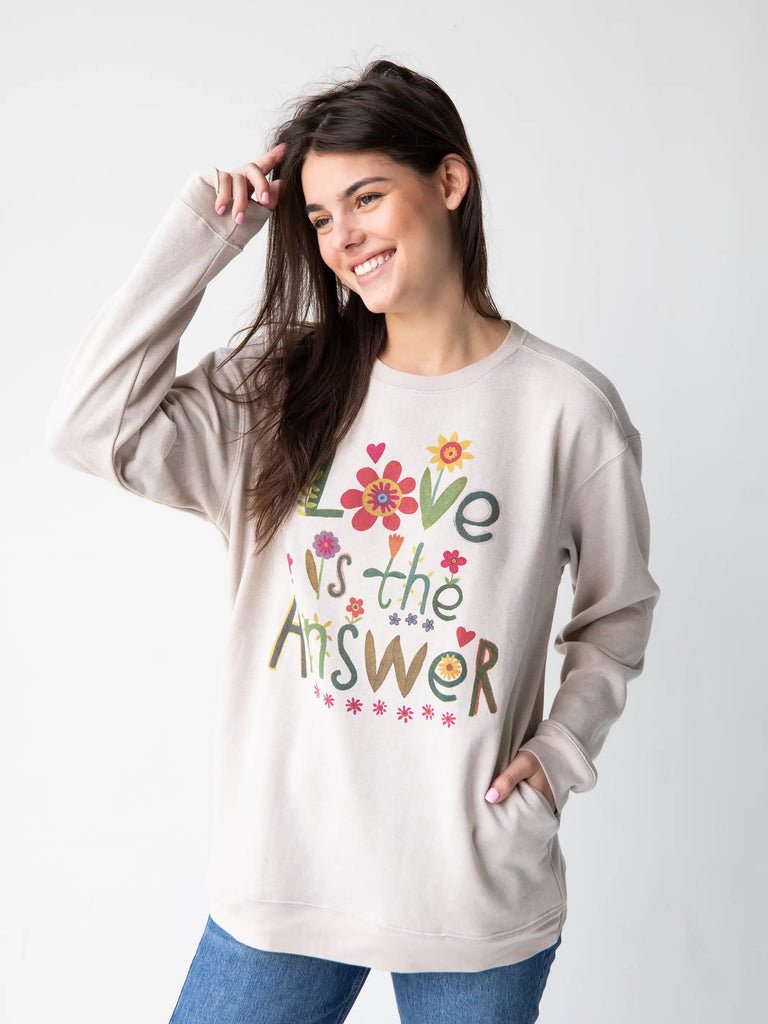 Comfy Pocket Sweatshirt - Love Is The Answer-view 3