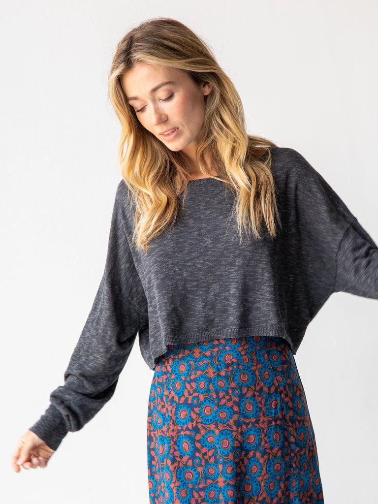 Ellie Cropped Pullover - Charcoal-view 1