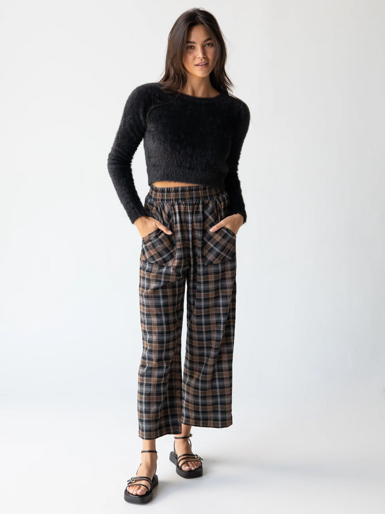 Beckett Flannel Pant - Brown Grey Plaid-view 1