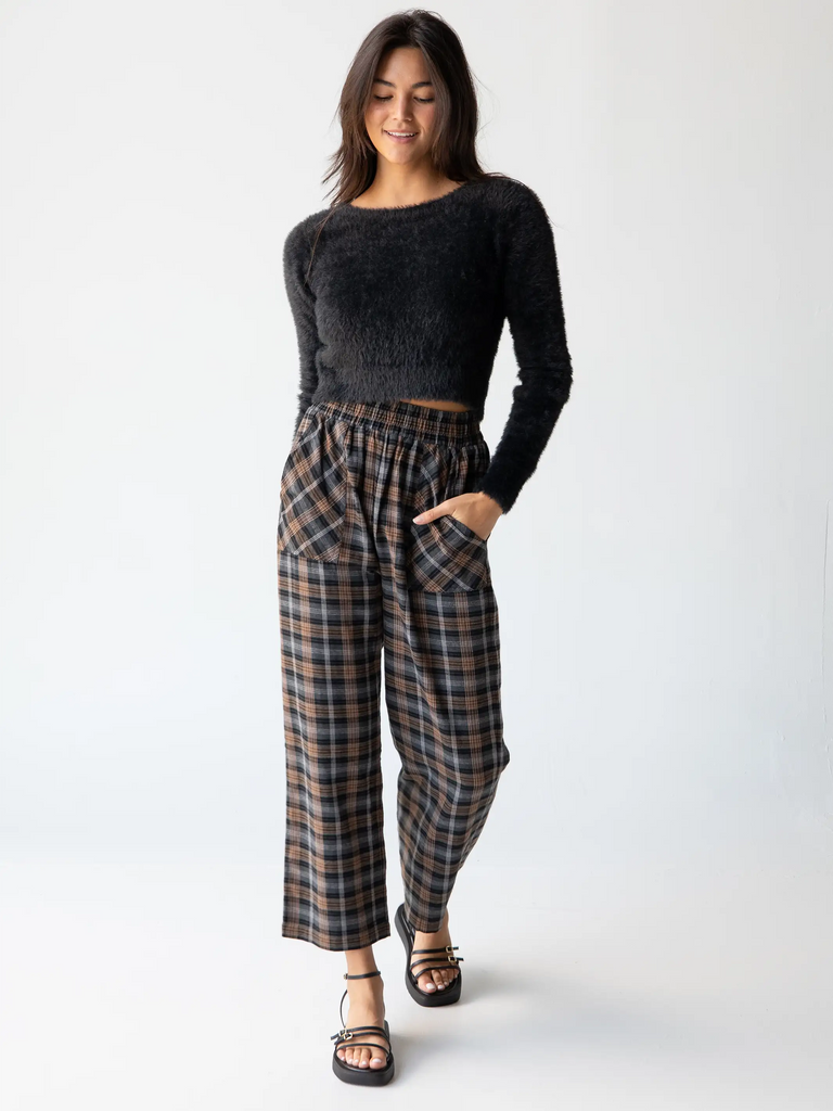 Beckett Flannel Pant - Brown Grey Plaid-view 3