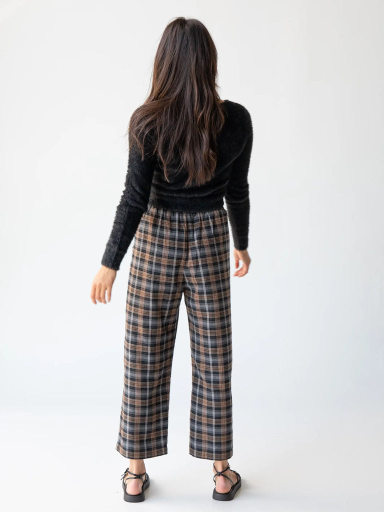 Beckett Flannel Pant - Brown Grey Plaid-view 4