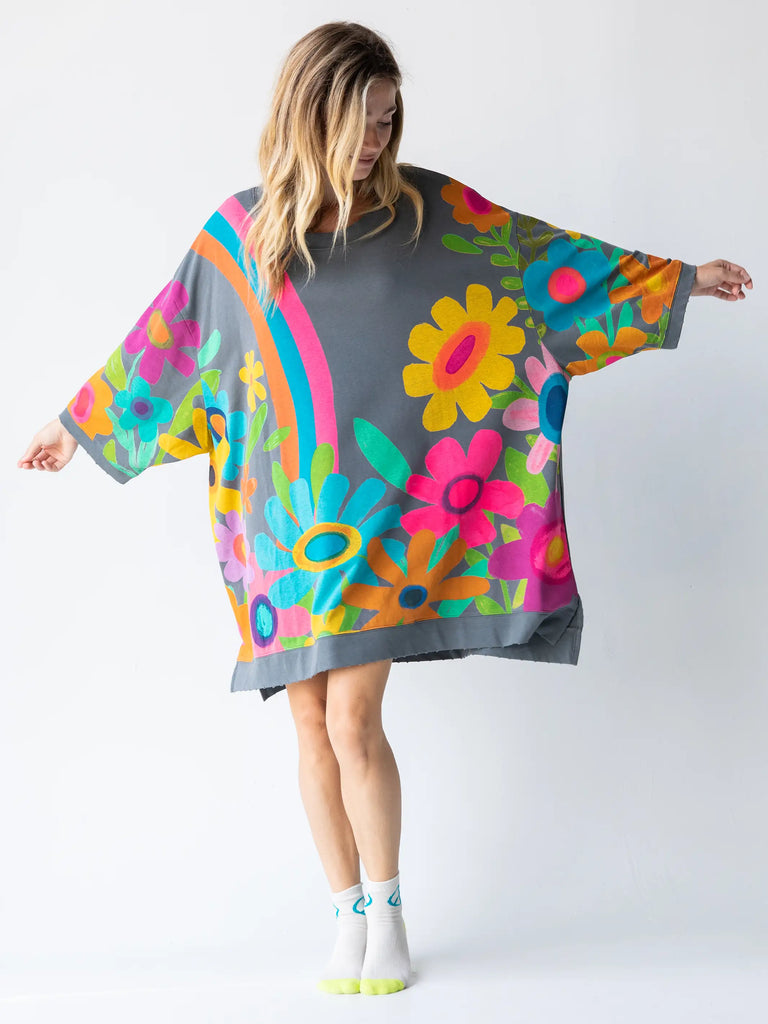 Billie Oversized Sweatshirt - Charcoal Floral-view 2