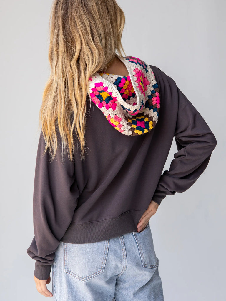 Crochet Hood Sweatshirt - Charcoal-view 3