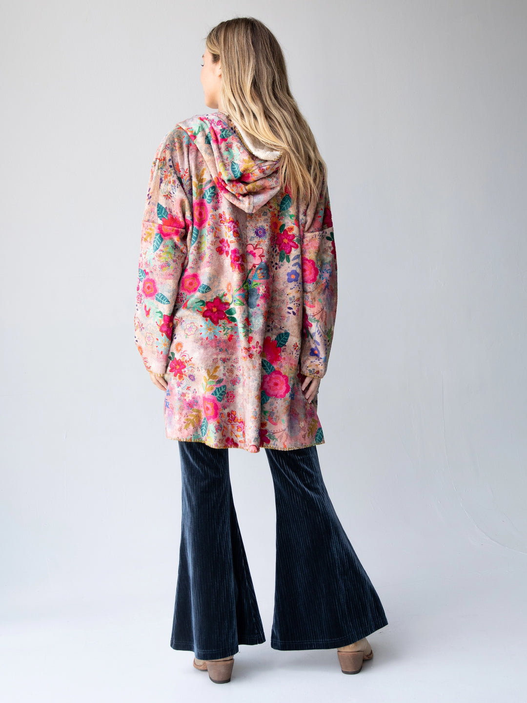 Cozy Blanket Kimono - Taupe Ditsy