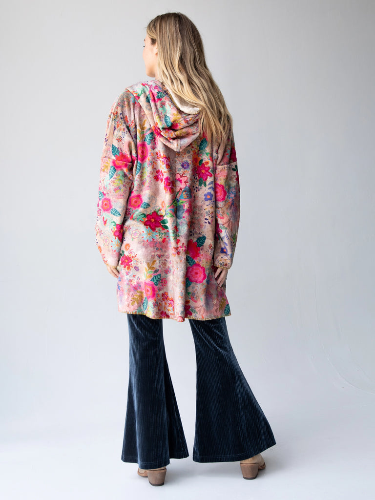 Cozy Blanket Kimono - Taupe Ditsy-view 5