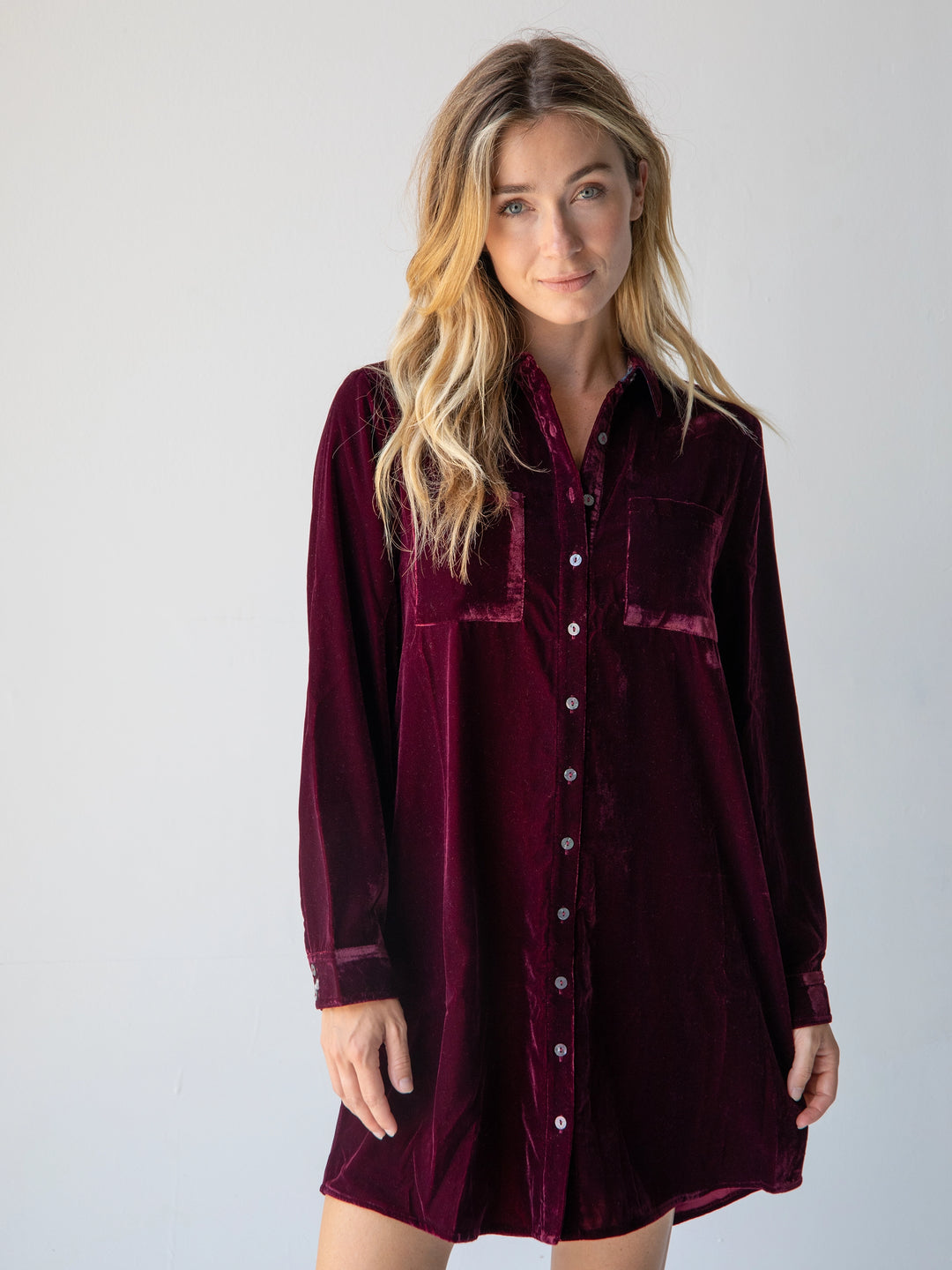 Rocky Velvet Shirt Dress Cranberry – Natural Life