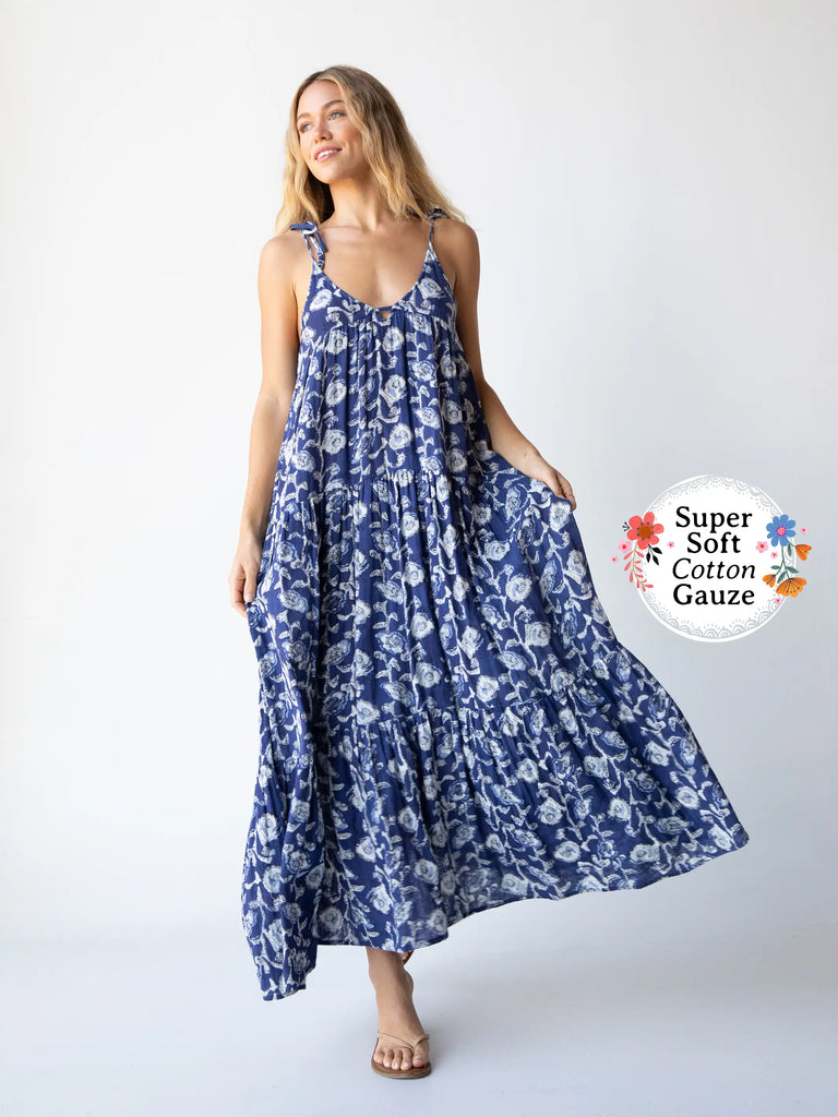 Brooklynn Maxi Dress|Blue Navy Floral-view 1