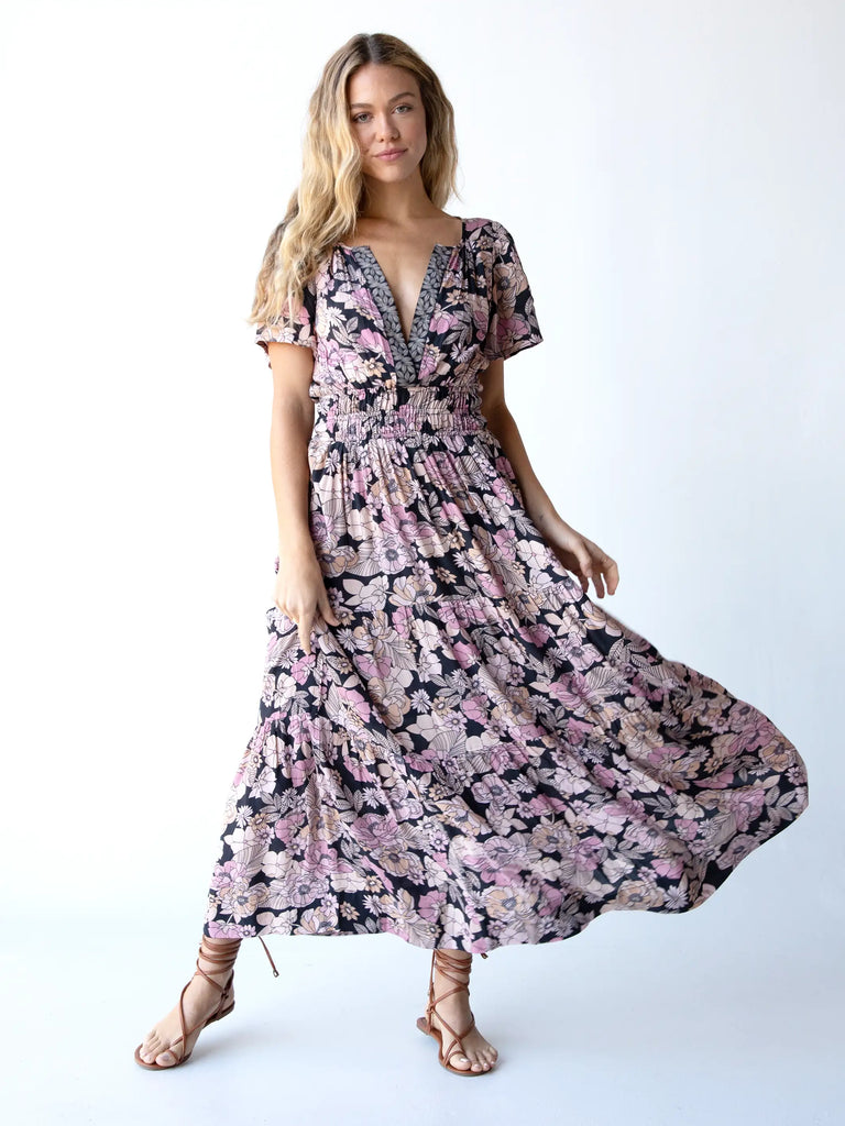 Bella Maxi Dress - Light Pink Floral-view 1