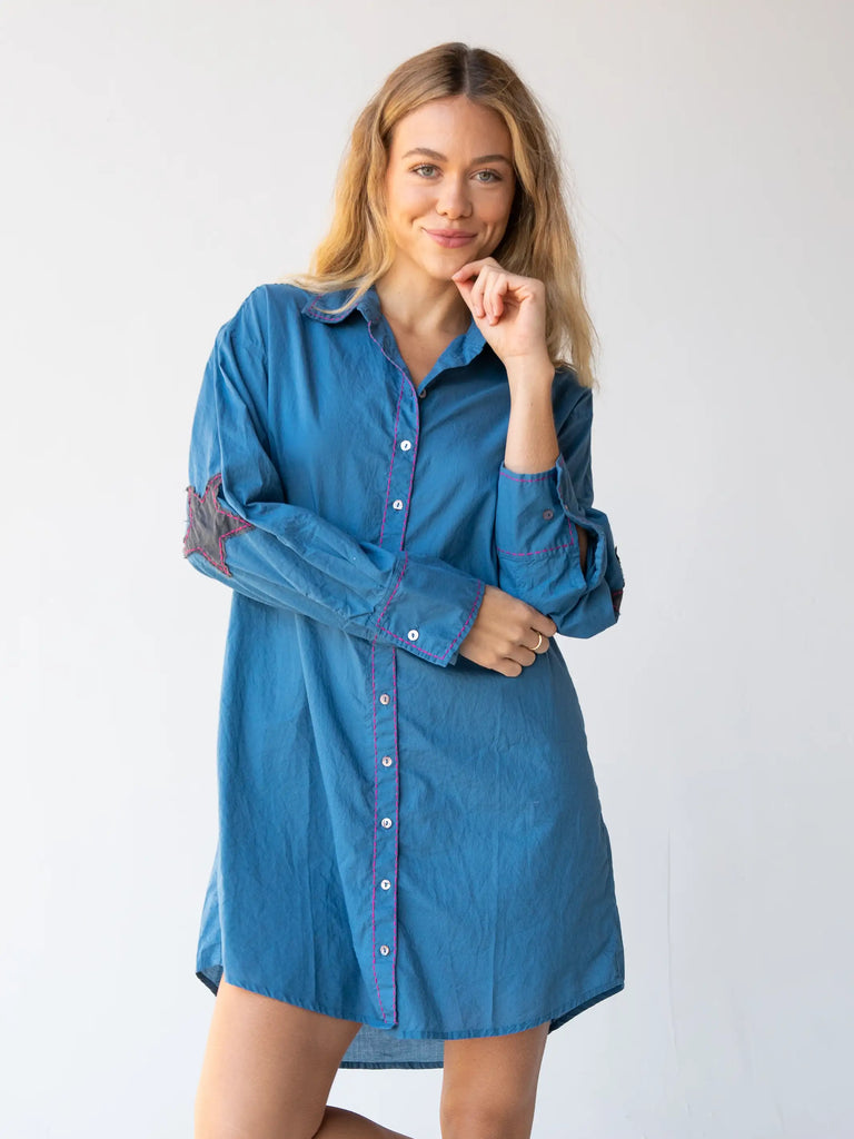 Lesli Shirt Dress - Dark Turquoise-view 3
