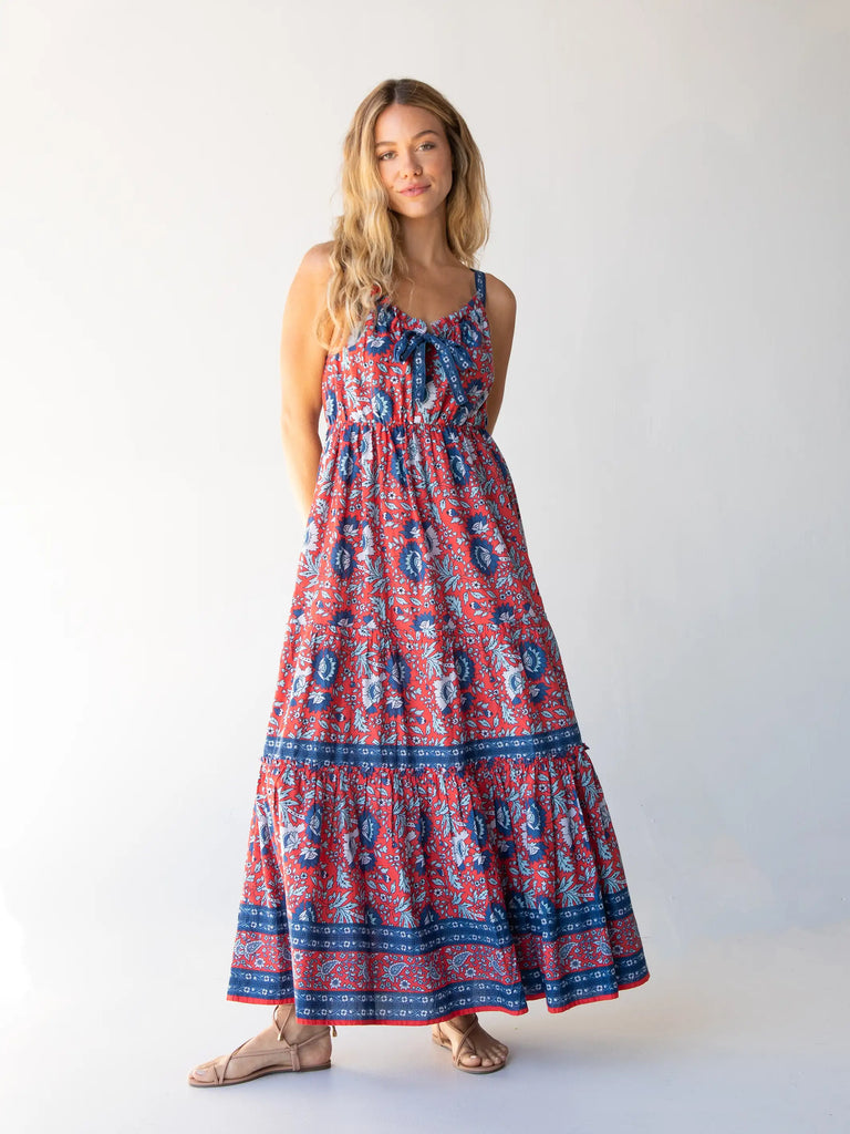 Isabella Maxi Dress - Red Blue Floral-view 1