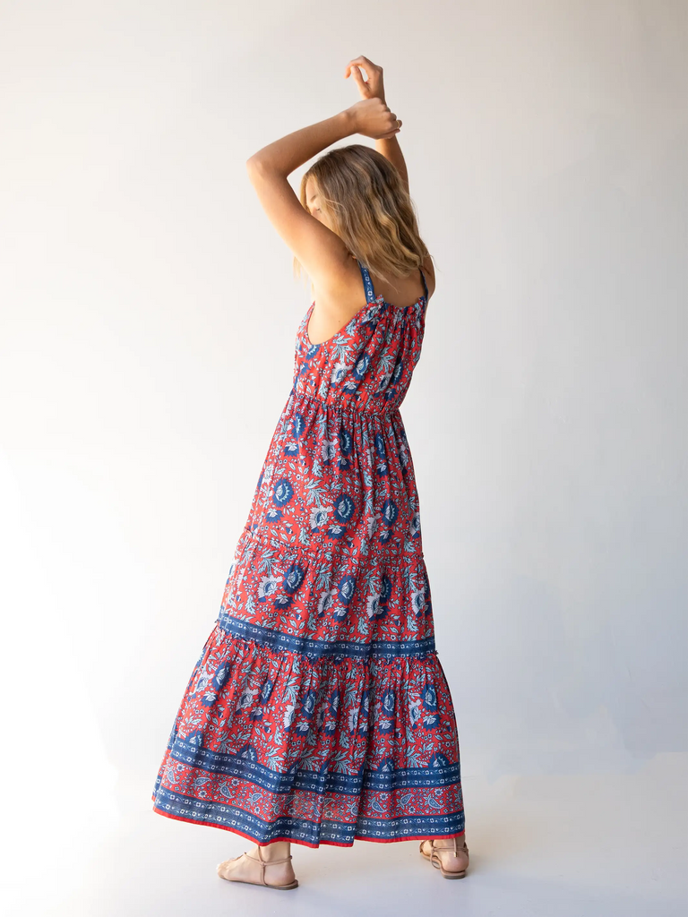 Isabella Maxi Dress - Red Blue Floral-view 4