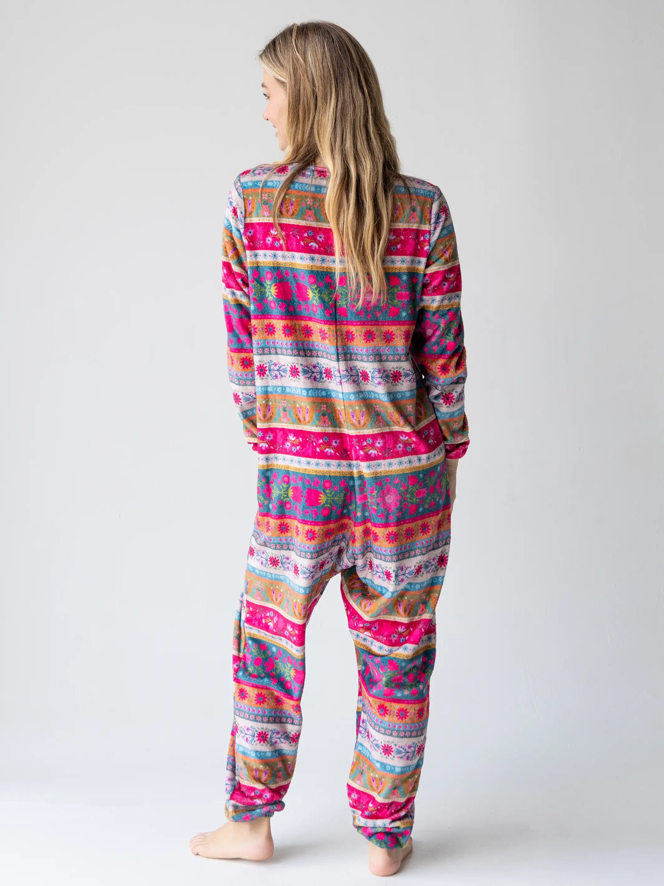 Fleece Onesie Pajamas Vintage Rose Patchwork Natural Life