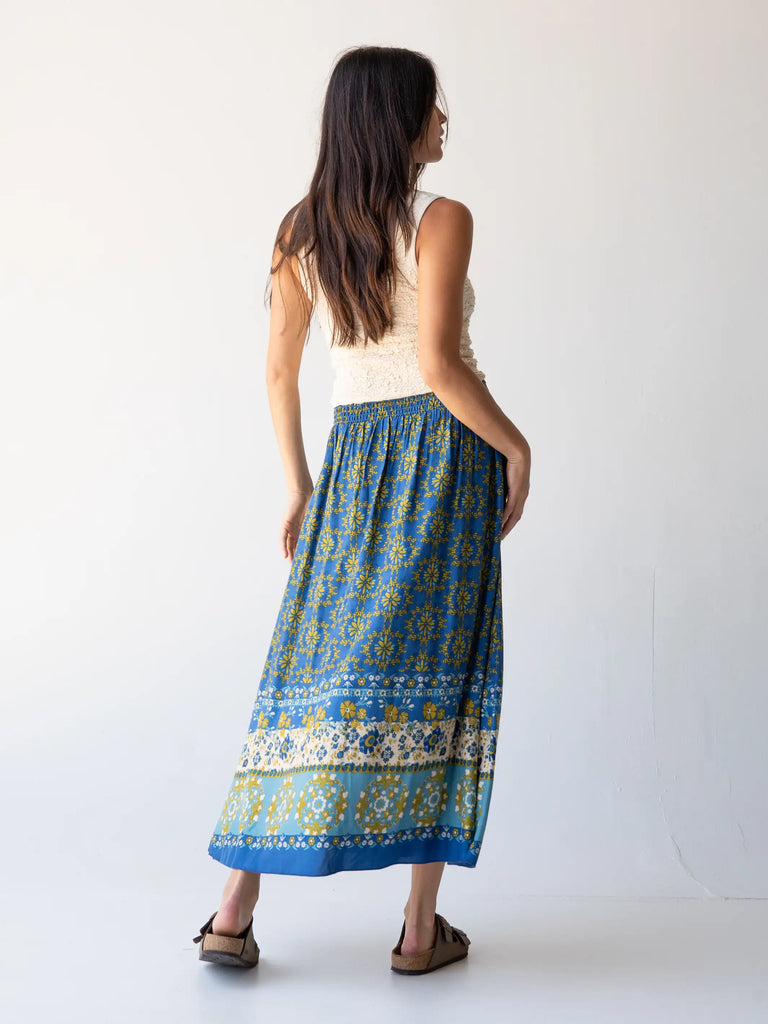 Maylin Midi Skirt - Blue Border Print-view 2