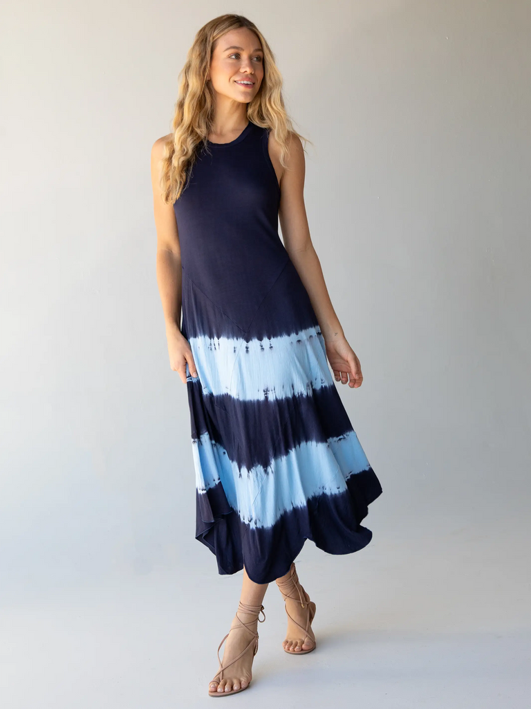 Livie Maxi Dress - Blue Stripe Tie-Dye-view 1