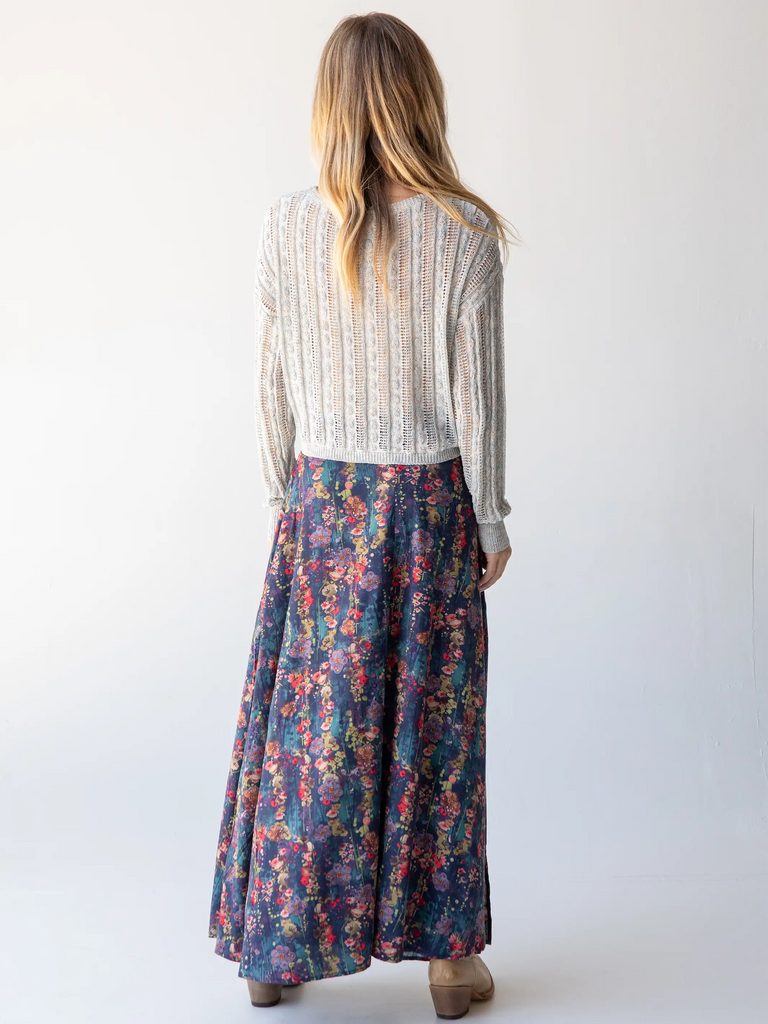 Ginger Side-Slit Maxi Skirt - Watercolor Floral-view 4