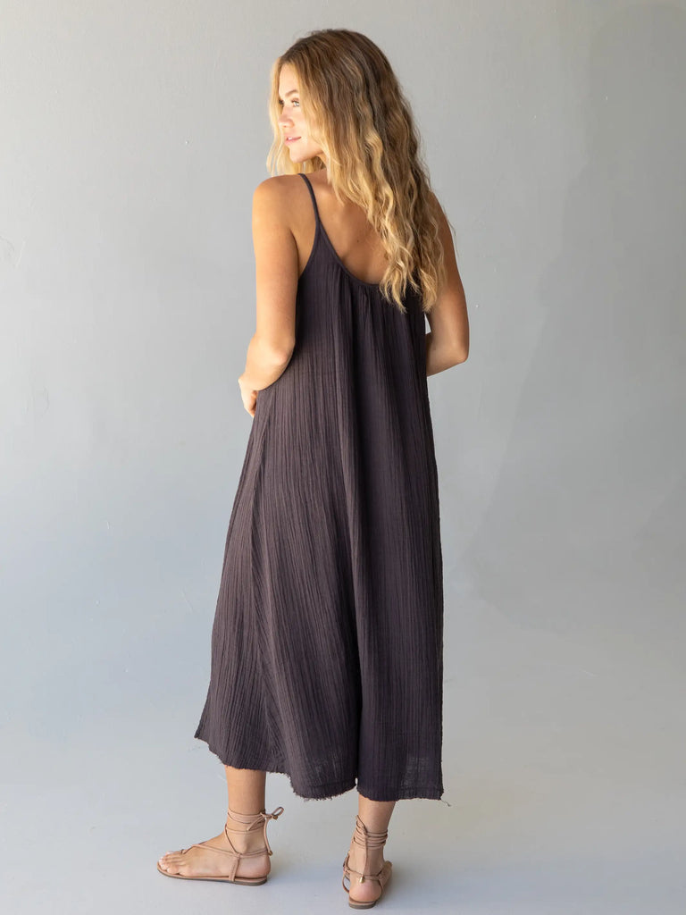 Cosette Embroidered Maxi Dress - Charcoal-view 3