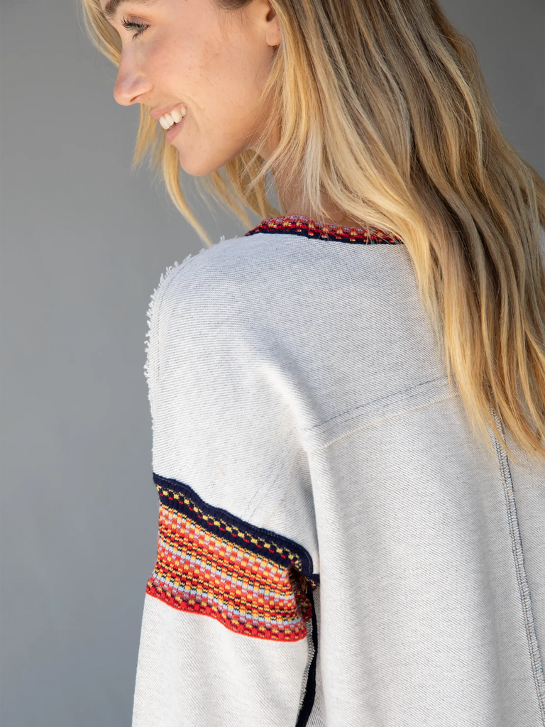 Knit Trim Sweatshirt Dress - Heather Grey-view 2