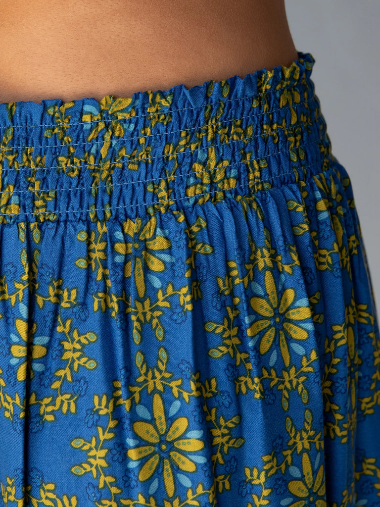 Maylin Midi Skirt - Blue Border Print-view 4