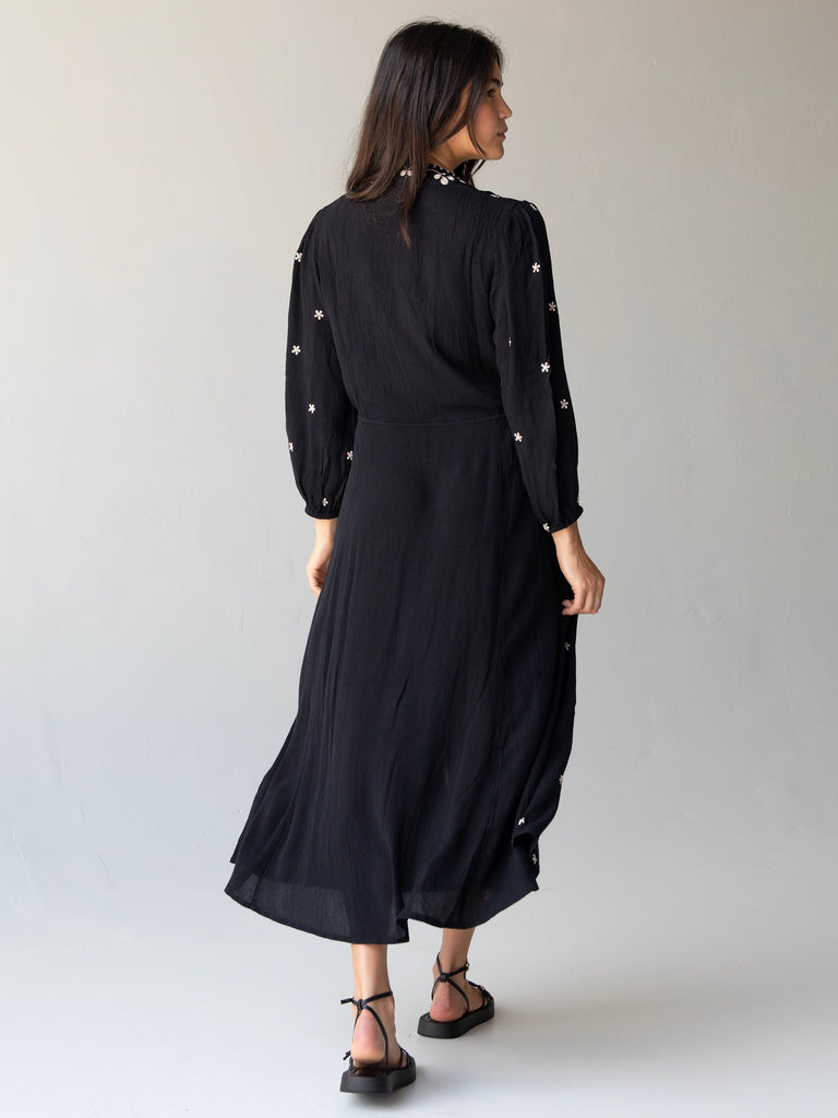 Brae Embroidered Midi Dress - Black-view 4