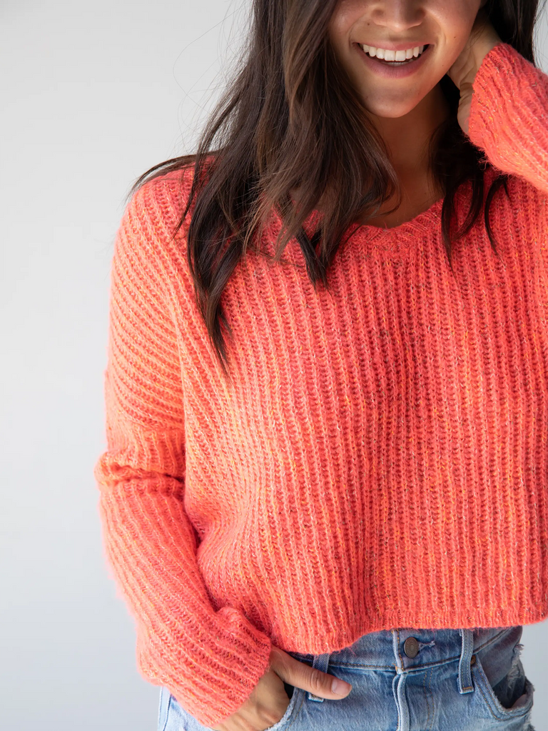 So Cozy Pullover Sweater - Coral-view 1