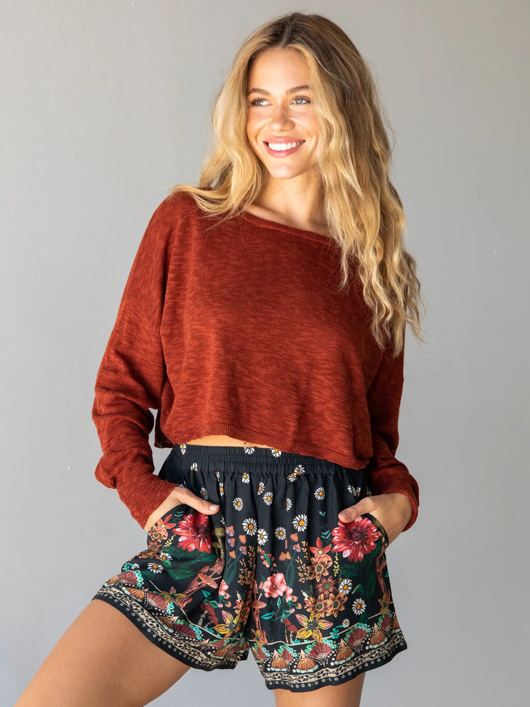 Ellie Cropped Pullover - Rust-view 1