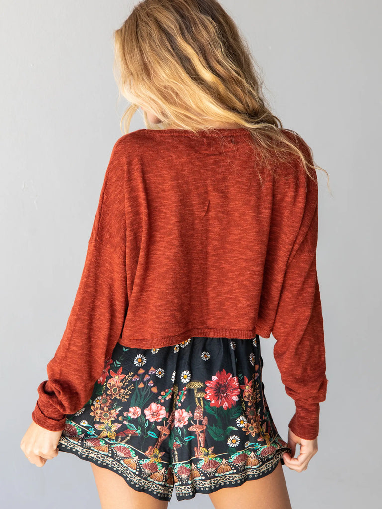 Ellie Cropped Pullover - Rust-view 2