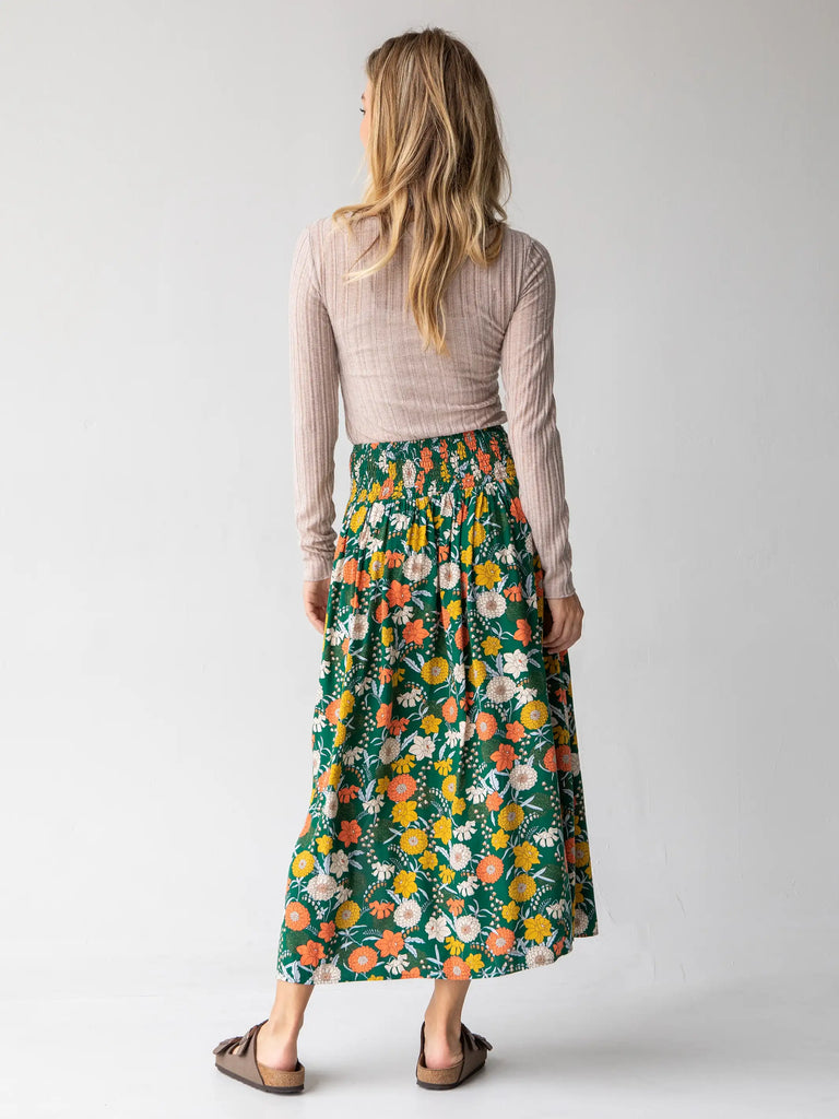 Addie Midi Skirt - Green Yellow Daffodil-view 3