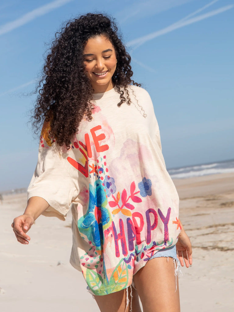 Life Is A Canvas Tee - Live Happy Cream-view 1