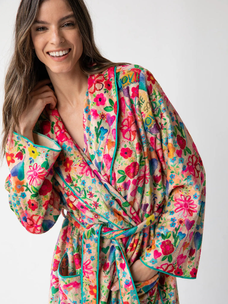 Cozy Sherpa Robe - So Loved Floral-view 1