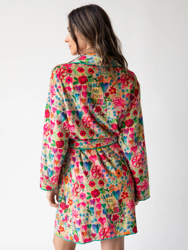 Cozy Sherpa Robe - So Loved Floral-view 3