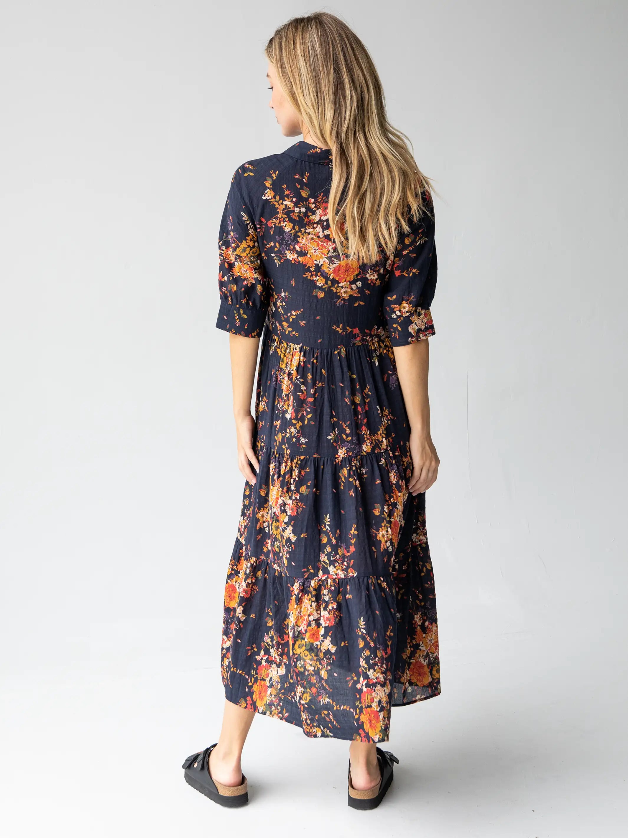 Natural Life Rebecca Midi Dress - Navy Red Bouquet S Natural Life Rebecca Midi Dress - Navy Red Bouquet S