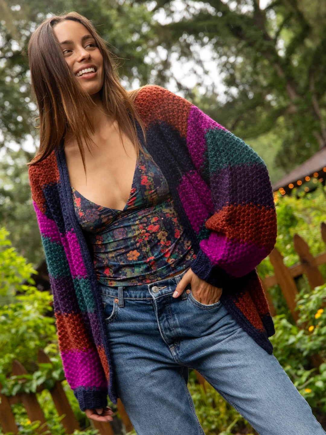 Oversized Striped Cardigan Sweater Navy – Natural Life