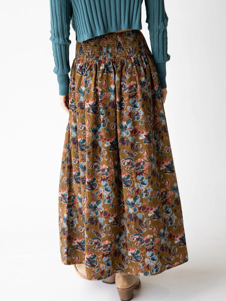 Lisa Maxi Skirt - Olive Floral-view 5