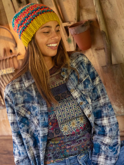 Reagan Thermal Henley - Black Bouquet Toss