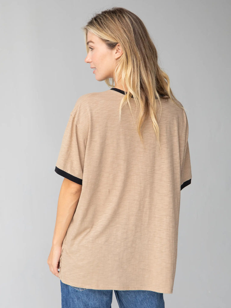 Ringer Oversized Tee Shirt - Grow Your Own Way-view 3