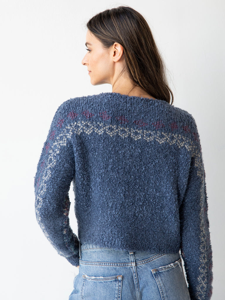 Calla Jacquard Pullover Sweater - Indigo Fairisle-view 2