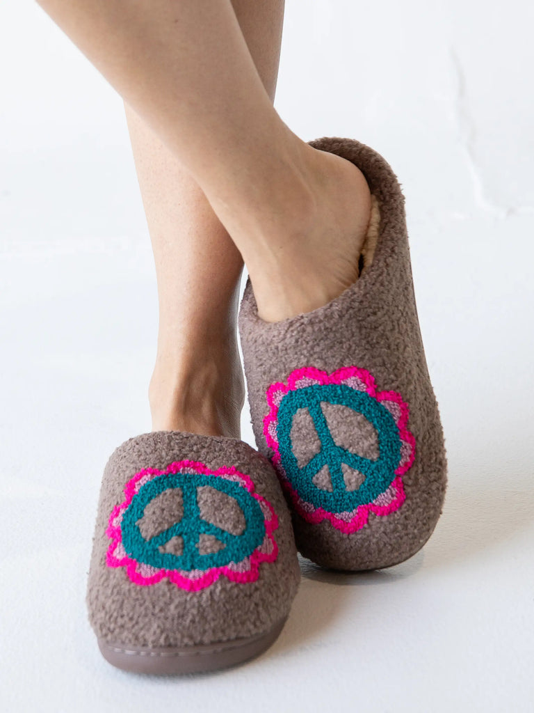 Icon Sherpa Slippers - Peace Sign-view 2