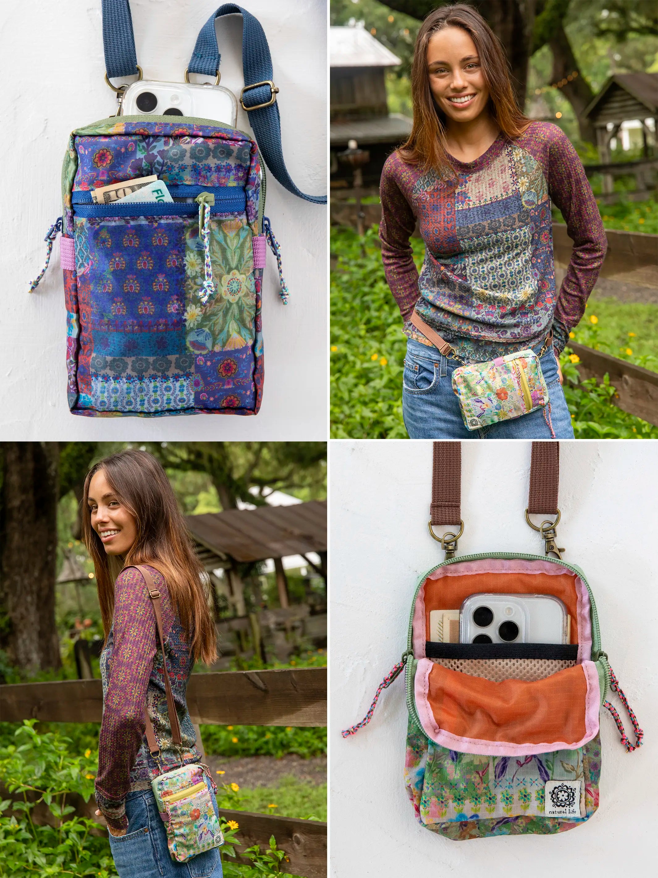 8-in-1 Pocket Crossbody - Blue Patchwork – Natural Life