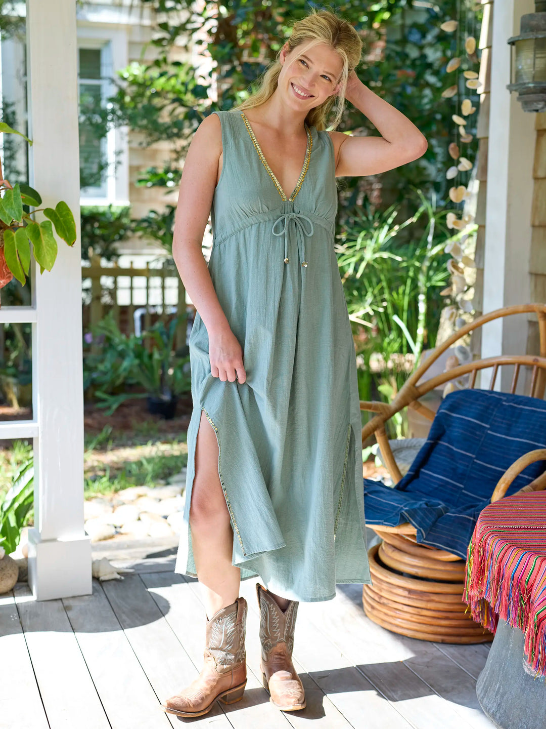 Ashlee Sequin Cotton Maxi Dress