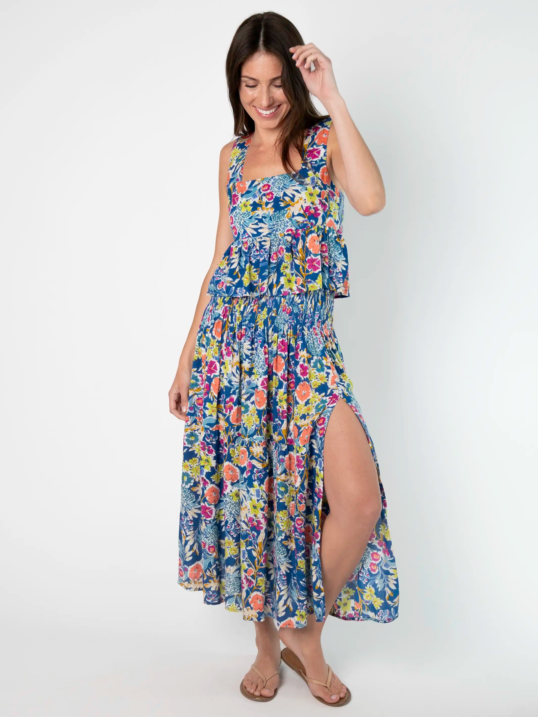 Tricia Top - Tropical Blue Floral – Natural Life Tricia Top - Tropical Blue Floral – Natural Life