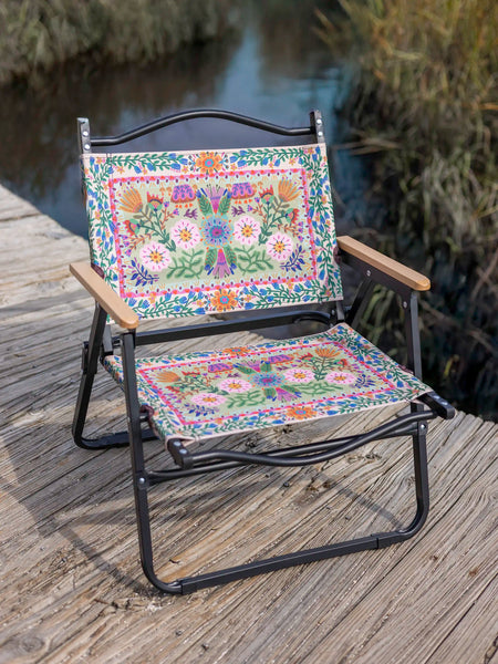 Portable Outdoor Folding Chair - Light Turquoise Flower – Natural Life
