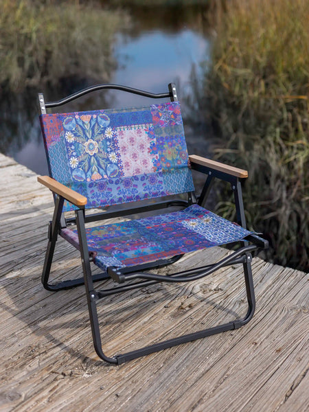 Portable Outdoor Folding Chair - Blue Patchwork – Natural Life