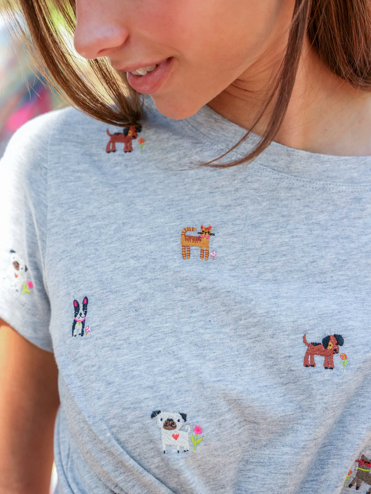 Fave Little Things Embroidered Tee - Grey Pets – Natural Life