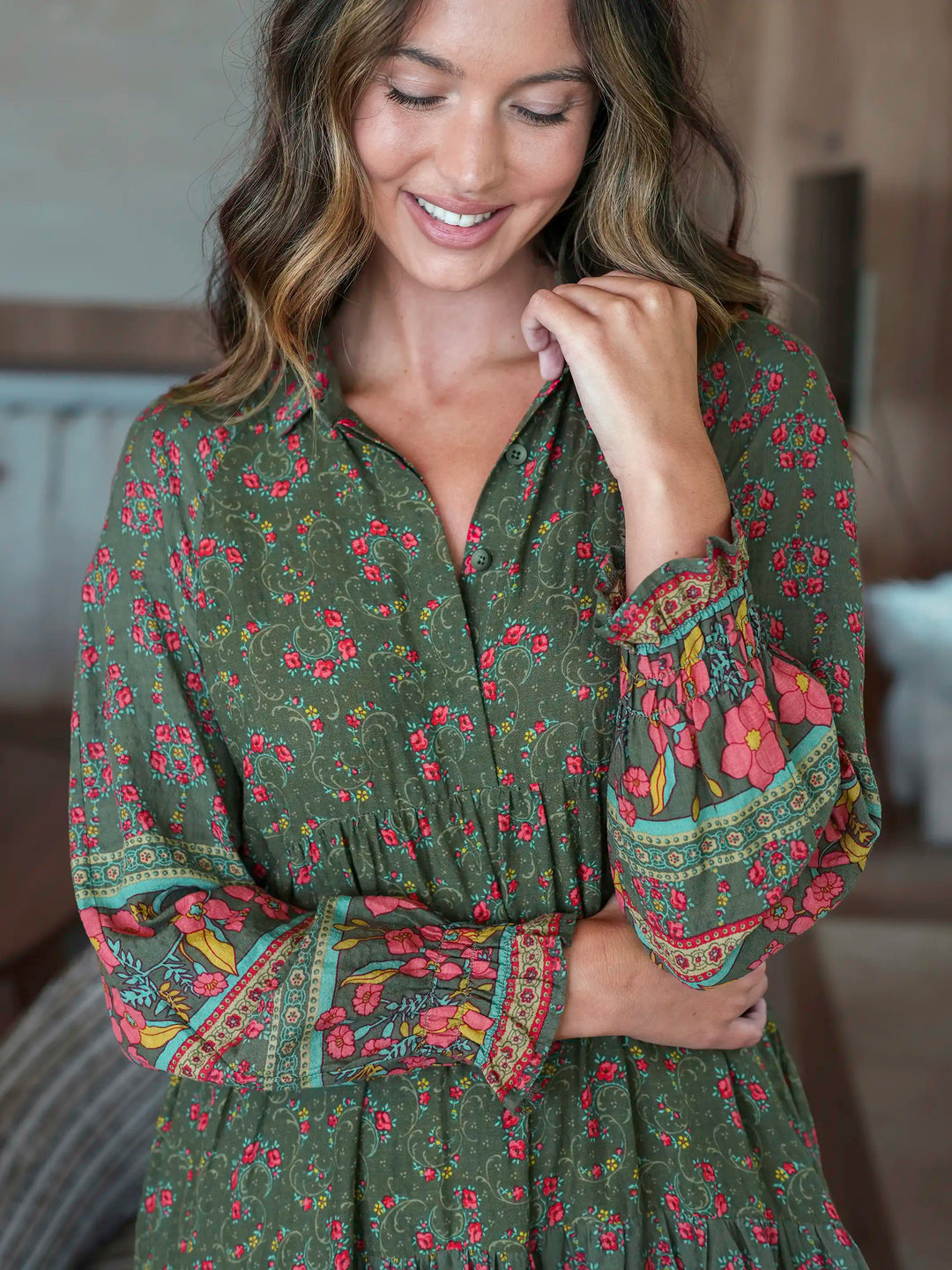 flowy long sleeve midi dress Rebecca long sleeve midi dress